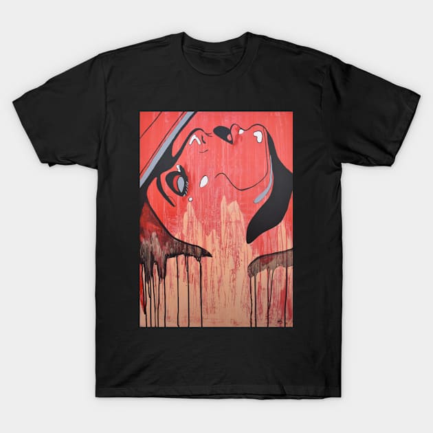 Outline woman red 2 T-Shirt by PrintsHessin